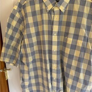 Nautica Yellow and Blue Plaid Button Down Shirt